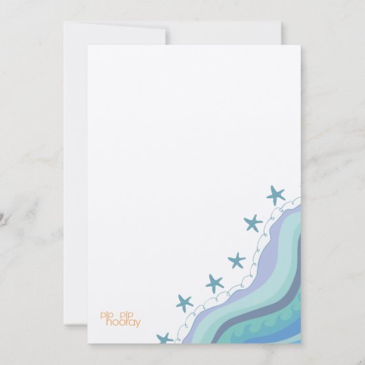 Blue Beach Waves Starfish Summer Party Einladung (Rückseite)