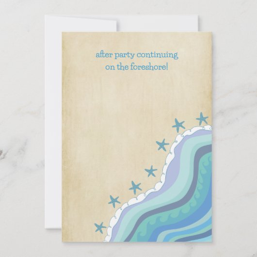 Blue Beach Waves Starfish Summer Party Einladung (Rückseite)
