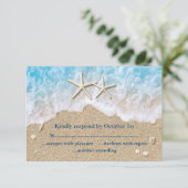 Blue Beach Waves & Starfish UAWG RSVP Karte (Stehend Vorderseite)