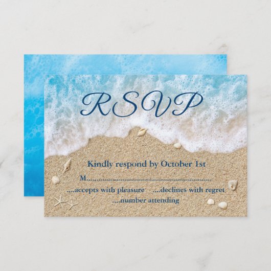 Blue Beach Waves UAWG RSVP Karte (Vorne/Hinten)
