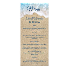 Blue Beach Waves Wedding Menu 2 Werbekarte
