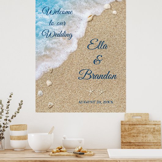 Blue Beach Waves Wedding Poster (Küche)