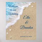 Blue Beach Waves Wedding Poster (Vorne)