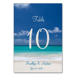Blue Beach Wedding Table Cards Platzkarten Tischnummer