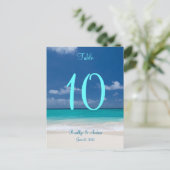 Blue Beach Wedding Tischnummern (Stehend Vorderseite)