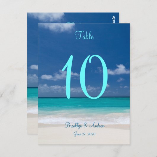 Blue Beach Wedding Tischnummern (Vorne/Hinten)