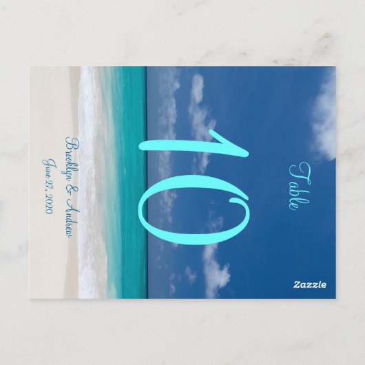 Blue Beach Wedding Tischnummern (Rückseite)