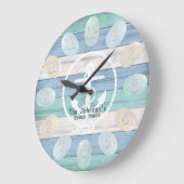 Blue Beach Wood Sea Glass & Anchor Große Wanduhr (Winkel)