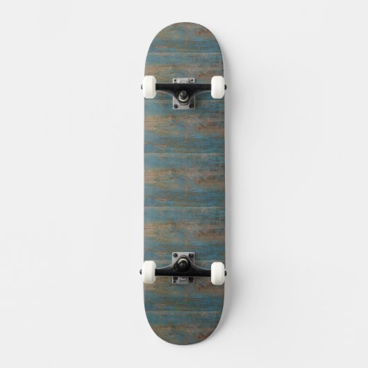 Blue Beach Wood Texture Skateboard (Vorderseite)