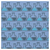 Blue Beakers Chemistry Science Tiled Design Fabric Stoff (Nahaufnahme)
