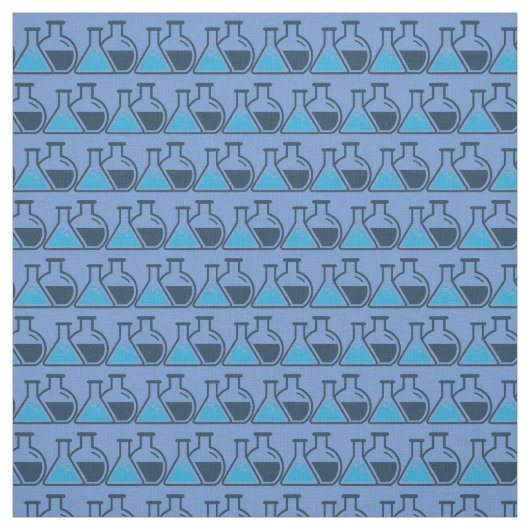 Blue Beakers Chemistry Science Tiled Design Fabric Stoff (Muster)