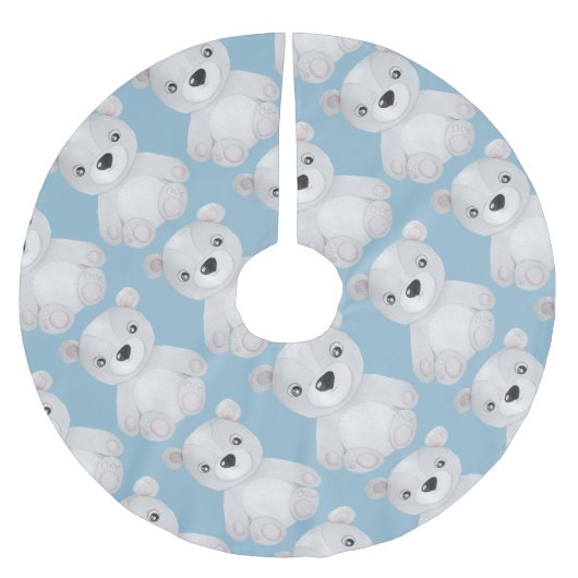 Blue Bear Baby Boy Weihnachtsdekor Polyester Weihnachtsbaumdecke (Vorderseite)