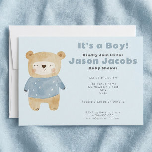 Blue Bear Baby Dusche "It's a boy" Einladung