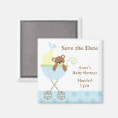 Blue Bear Baby Dusche Save the Date Magnet (Vorderseite/Rückseite)