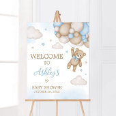 Blue Bear Baby Dusche Willkommen Poster