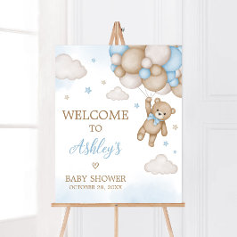 Blue Bear Baby Dusche Willkommen Poster