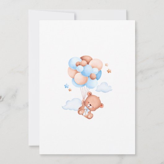 Blue Bear Baby Shower Boy Einladung (Rückseite)