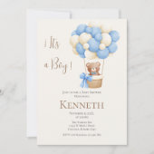 Blue Bear Baby Shower Boy Einladung (Vorderseite)