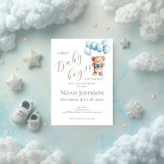 Blue Bear Baby Shower Boy invitation Einladung