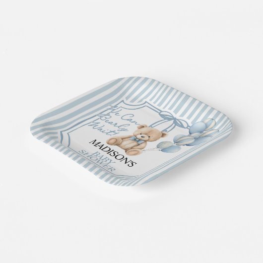 Blue Bear Baby Shower  Pappteller (Gewinkelt)