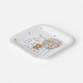 Blue Bear Ballon Bearly Wait Baby Dusche Pappteller (Gewinkelt)