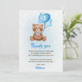 Blue Bear Ballon Geburtstag Foto Danke Karte (Stehend Vorderseite)
