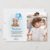 Blue Bear Ballon Geburtstag Foto Danke Karte (Vorderseite)