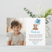 Blue Bear Ballon Geburtstag Foto Danke Karte (Stehend Vorderseite)