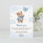 Blue Bear Ballon Geburtstag Foto Danke Karte (Stehend Vorderseite)