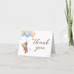 Blue Bear Balloon Baby Dusche Dankeskarte
