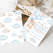 Blue Bear Balloon Baby Dusche Einladung