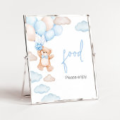 Blue Bear Balloon Baby Dusche Food Poster