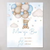 Blue Bear Balloon Baby Dusche Mama Osa Bar Poster (Vorne)