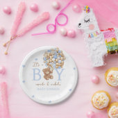 Blue Bear Balloon Baby Dusche Pappteller (Party)