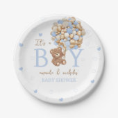 Blue Bear Balloon Baby Dusche Pappteller (Vorderseite)