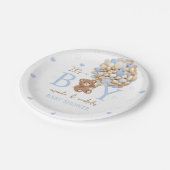Blue Bear Balloon Baby Dusche Pappteller (Schrägansicht)