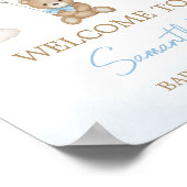 Blue Bear Balloon Baby Dusche Willkommen Poster (Ecke)