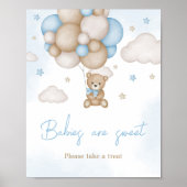 Blue Bear Balloon Baby Shower Babys sind süß Poster (Vorne)