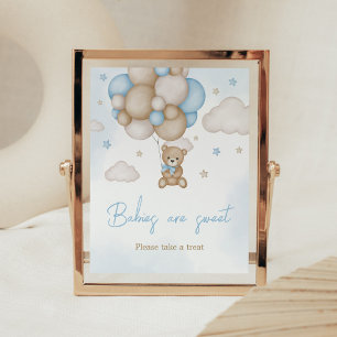 Blue Bear Balloon Baby Shower Babys sind süß Poster