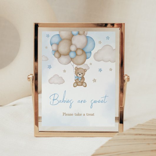 Blue Bear Balloon Baby Shower Babys sind süß Poster