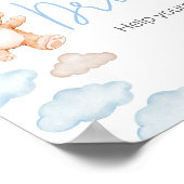 Blue Bear Balloon Baby Shower Drinks Poster (Ecke)