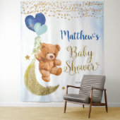 Blue Bear Balloon Baby Shower Sign Tapestry Wandteppich (Beispiel)