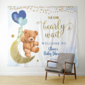 Blue Bear Balloon Baby Shower Sign Tapestry Wandteppich (Beispiel (Horizontal))