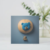 Blue Bear Balloon Einladung (Stehend Vorderseite)