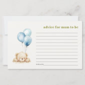 Blue Bear Balloon Ratschlag für Mama Baby Dusche (Vorderseite)