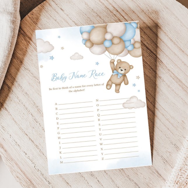 Blue Bear Balloons Baby Dusche Baby Name Race Game (Blue Bear Baby Shower Baby Name Race Game)