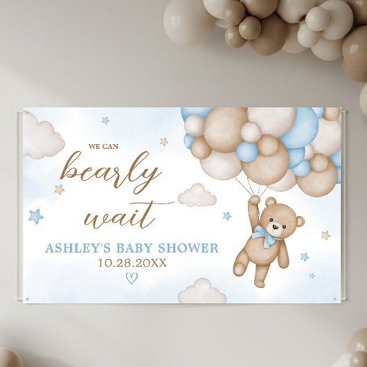 Blue Bear Balloons Baby Dusche Banner