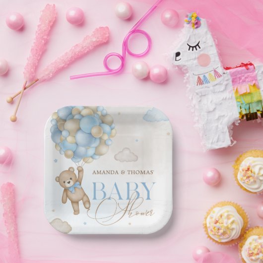 Blue Bear Balloons Baby Dusche Pappteller (Party)