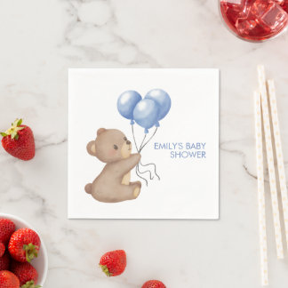 Blue Bear Balloons Boy Baby Dusche Serviette
