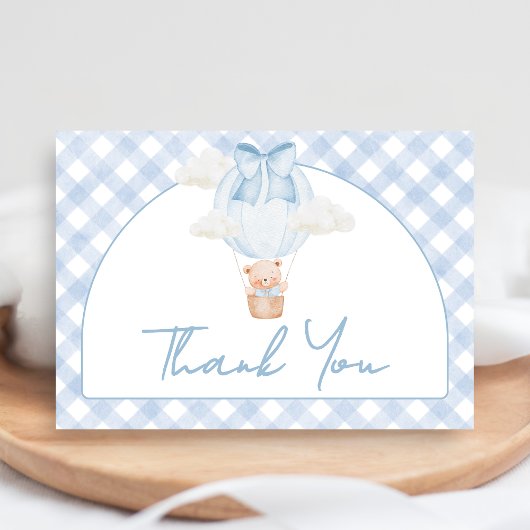 Blue Bear Bearly Wait Baby Shower Dankeskarte